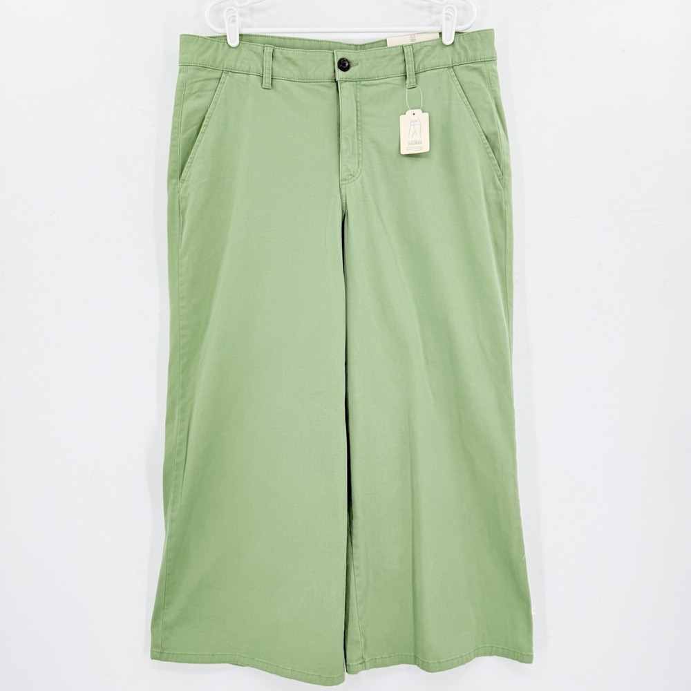 St Johns Bay Women Wide Leg Pants Watercress Green Petite 18P Comfort Waist NWT
